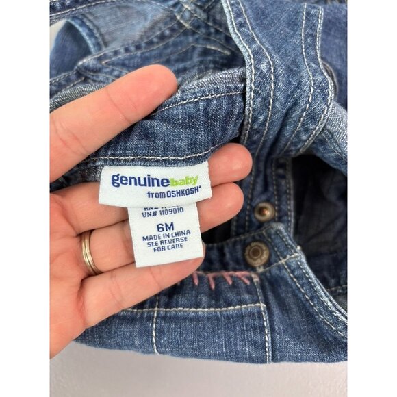 Osh Kosh baby gap infant girls 6-12 month denim jumper overall dresses lot of 2 - Picture 4 of 6